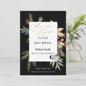 Pine Floral Gold Winter Save the Date Kaart (Staand voorkant)