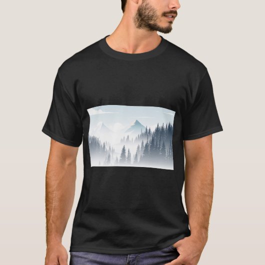 Pine Foggy forest T-shirt (Voorkant)