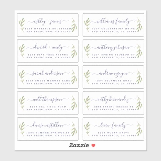 Pine Foliage Bruiloft Gast Adresetiketten Sticker (Vel)