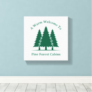 Pine Forest aangepaste kleur en tekst Welkom Canvas Afdruk
