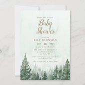 Pine Forest Baby Shower All In One Foto QR Code Kaart (Voorkant)