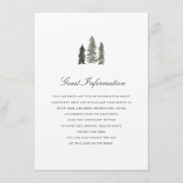 Pine Forest bruiloft invoegen Informatiekaartje