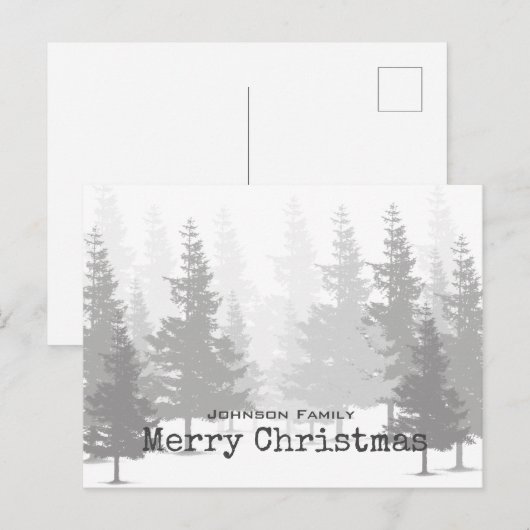 Pine Forest Christmas Feestdagenkaart (Voorkant / Achterkant)