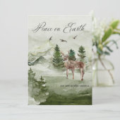 Pine Forest Deer Peace on Earth Kerstmis Kaart (Staand voorkant)
