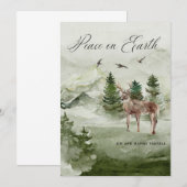 Pine Forest Deer Peace on Earth Kerstmis Kaart (Voorkant / Achterkant)