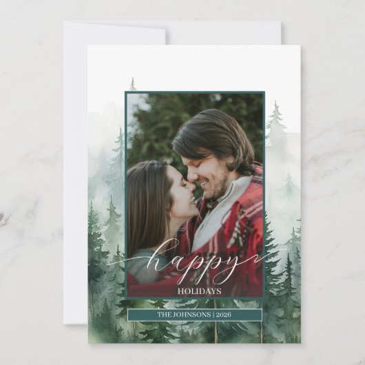 Pine Forest-foto Feestdagenkaart (Voorkant)