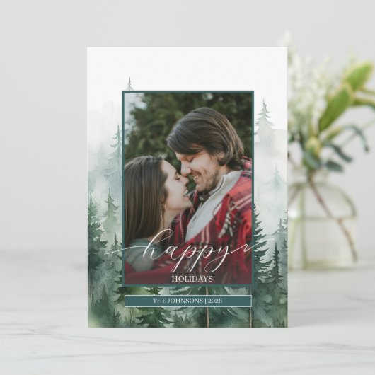 Pine Forest-foto Feestdagenkaart (Staand voorkant)