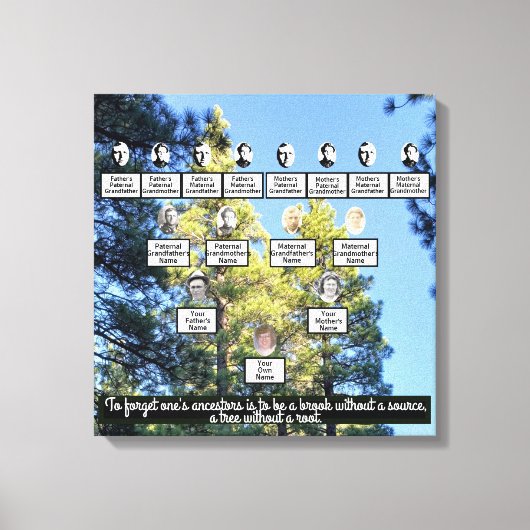 Pine Forest foto stamboom 4 generatie Canvas Afdruk (Voorkant)