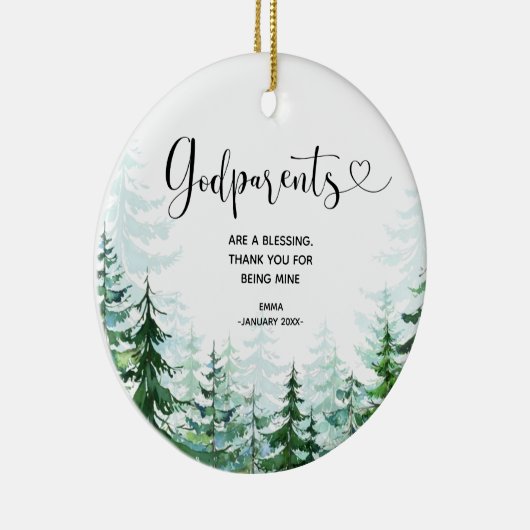Pine Forest Godouders kerstversiering Keramisch Ornament (Rechts)