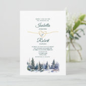 Pine Forest Groene Bruiloft Uitnodiging (Staand voorkant)