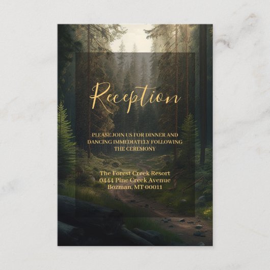 Pine Forest Groene Natuur Bruiloft Informatiekaartje (Voorkant)