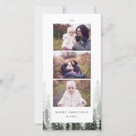 Pine Forest Holiday-fotokaart Feestdagenkaart