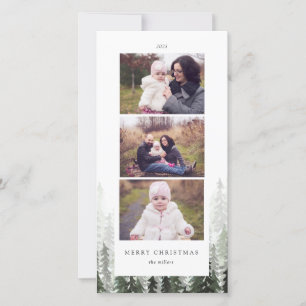 Pine Forest Holiday-fotokaart Feestdagenkaart