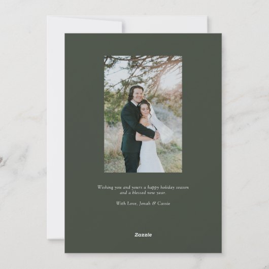 Pine Forest Holiday-fotokaart Feestdagenkaart (Achterkant)