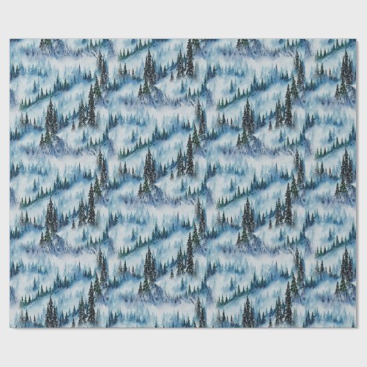 Pine Forest in de sneeuw Cadeaupapier (Vlak)