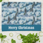 Pine Forest in de sneeuw Theedoek (Gevouwen)