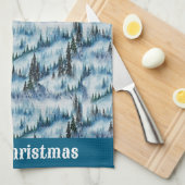 Pine Forest in de sneeuw Theedoek (Quarter Fold)