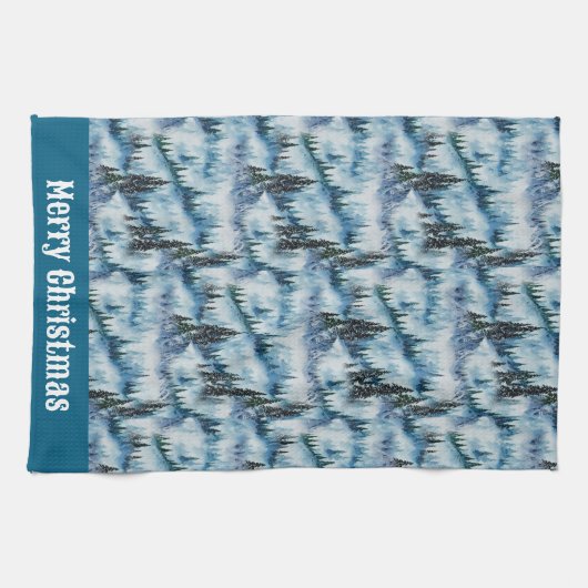 Pine Forest in de sneeuw Theedoek (Horizontaal)