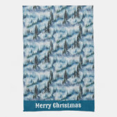 Pine Forest in de sneeuw Theedoek (Verticaal)