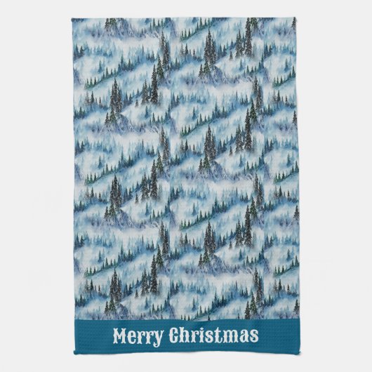 Pine Forest in de sneeuw Theedoek (Verticaal)