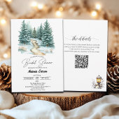 Pine Forest in Snow Elegant Bridal Shower Kaart