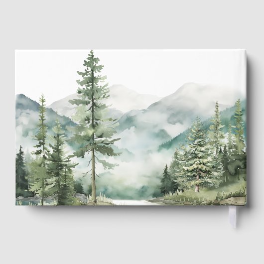 Pine Forest Lake Landscape House Cabin Guestbook Gastenboek (Achterkant)