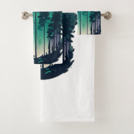 Pine Forest Landscape Bad Handdoek
