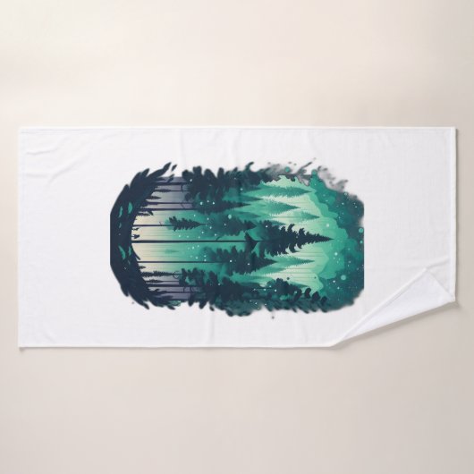 Pine Forest Landscape Badhanddoek (Badhanddoek)