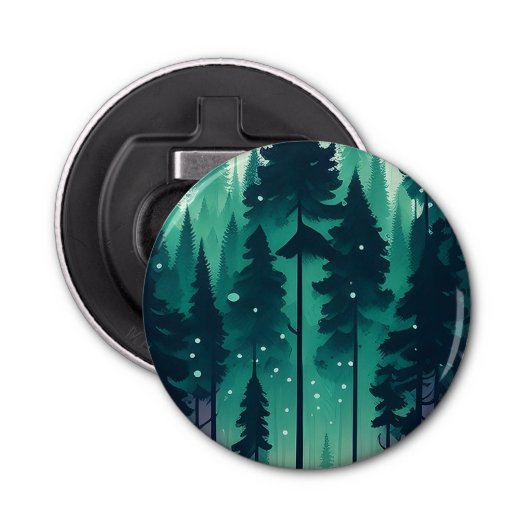 Pine Forest Landscape Button Flesopener (Voorkant)