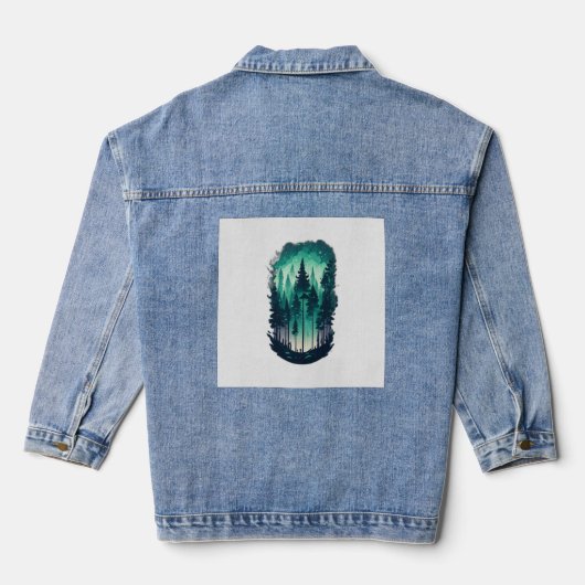 Pine Forest Landscape Denim Jacket (Achterkant)