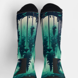 Pine Forest Landscape Sokken