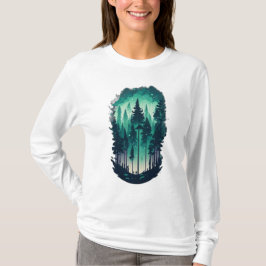 Pine Forest Landscape T-shirt met lange mouwen voo