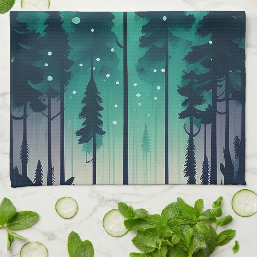 Pine Forest Landscape Theedoek (Gevouwen)