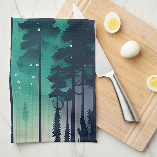 Pine Forest Landscape Theedoek (Quarter Fold)