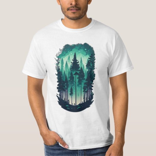 Pine Forest Landscape Value T-shirt (Voorkant)