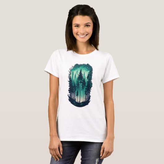 Pine Forest Landscape Vrouwen T-shirt (Voorkant volledig)