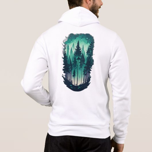 Pine Forest Landschap Bella + Canvas Volledige Zip Hoodie (Achterkant)