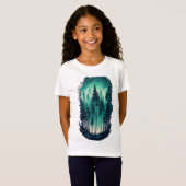 Pine Forest Landschap Meisjes Fine Jersey T-shirt (Voorkant volledig)