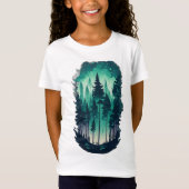 Pine Forest Landschap Meisjes Fine Jersey T-shirt (Voorkant)