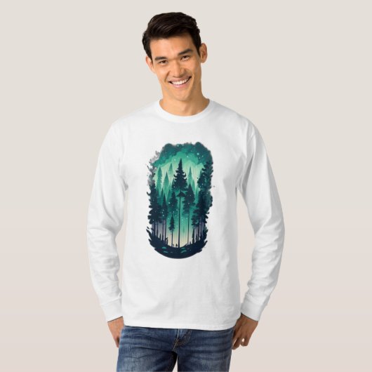Pine Forest Landschap met lange mouwen T-shirt (Voorkant volledig)