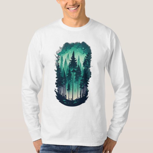 Pine Forest Landschap met lange mouwen T-shirt (Voorkant)