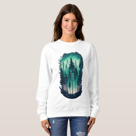 Pine Forest Landschap Sweatshirt (Voorkant volledig)