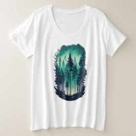 Pine Forest Landschap Vrouwen Plus Size Grote Maat T-shirt