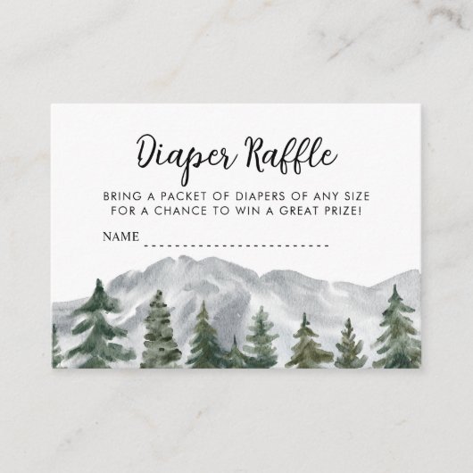 Pine Forest Mountains Luier Raffle Informatiekaartje (Voorkant)