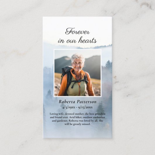 Pine Forest Natuur Begrafenis Gebed Kaart Visitekaartje (Voorkant)