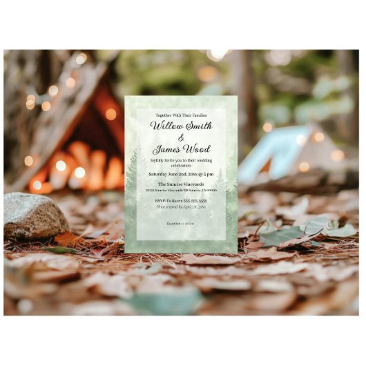 Pine Forest Rustieke Minimalistische Country Weddi Kaart