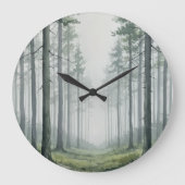 Pine Forest Wall Clock - Kalme Natuur Ontwerp Grote Klok (Voorkant)