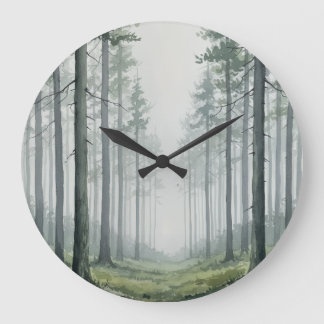 Pine Forest Wall Clock - Kalme Natuur Ontwerp Grote Klok