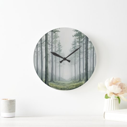 Pine Forest Wall Clock - Kalme Natuur Ontwerp Grote Klok (Huis)