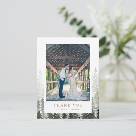 Pine Forest Wedding Bedankt Briefkaart (Staand voorkant)